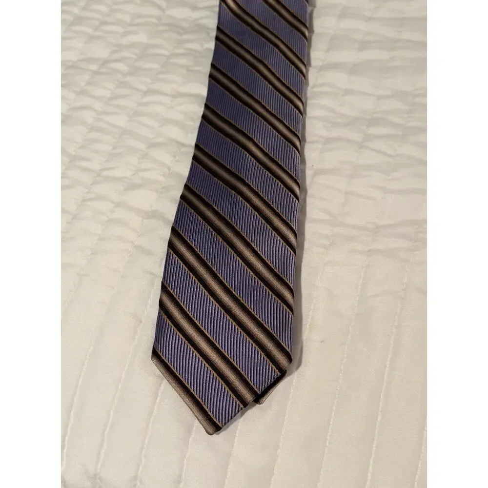 Robert Talbott Silk Tie Made USA Purple Brown Orange Striped Mens Necktie